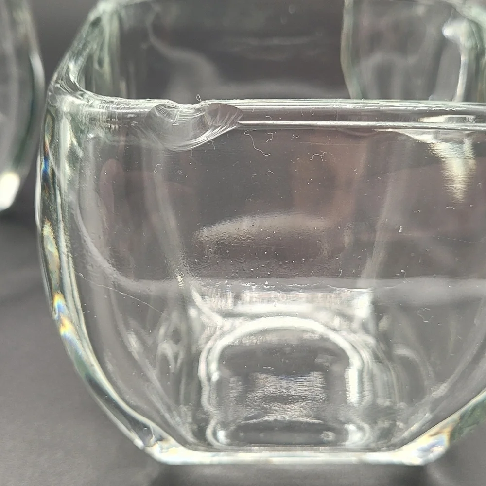 Votive Tapered Square Clear Glass Curved Vase Flower Pot Candy Dish Set of 3​​​
